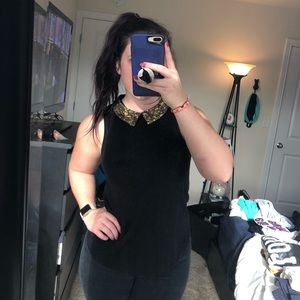 Collared Black Tank